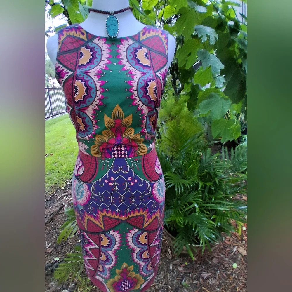 🔥NEW MAEVE ANTHROPOLOGY Vibrant Multicolor Backless Dress Size 0 & FREE GIFT - Picture 6 of 14